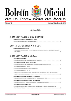 Boletín Oficial de la Provincia del martes, 20 de enero de 2015