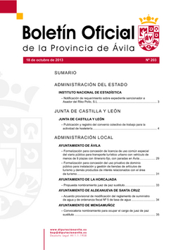 Boletín Oficial de la Provincia del viernes, 18 de octubre de 2013