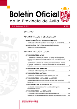 Boletín Oficial de la Provincia del viernes, 20 de febrero de 2015