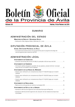 Boletín Oficial de la Provincia del martes, 19 de febrero de 2013