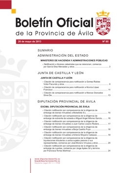 Boletín Oficial de la Provincia del lunes, 20 de mayo de 2013