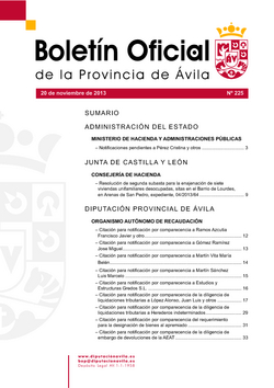 Boletín Oficial de la Provincia del miércoles, 20 de noviembre de 2013