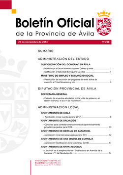 Boletín Oficial de la Provincia del jueves, 21 de noviembre de 2013