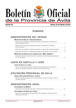 Boletín Oficial de la Provincia del viernes, 22 de febrero de 2013