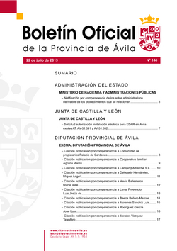 Boletín Oficial de la Provincia del lunes, 22 de julio de 2013