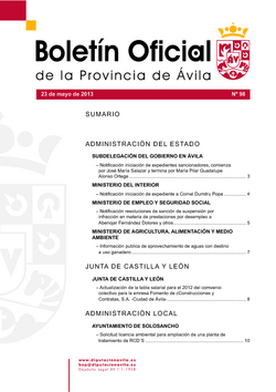 Boletín Oficial de la Provincia del jueves, 23 de mayo de 2013