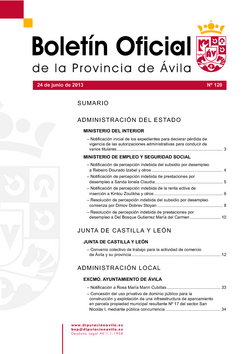 Boletín Oficial de la Provincia del lunes, 24 de junio de 2013