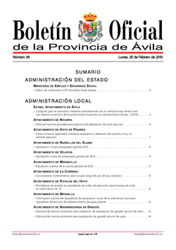 Boletín Oficial de la Provincia del lunes, 25 de febrero de 2013