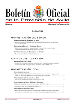 Boletín Oficial de la Provincia del martes, 20 de enero de 2015