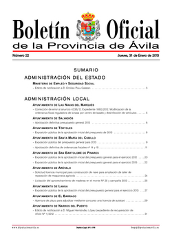 Boletín Oficial de la Provincia del jueves, 31 de enero de 2013