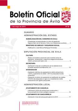 Boletín Oficial de la Provincia del viernes, 2 de mayo de 2014