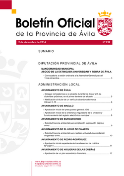 Boletín Oficial de la Provincia del martes, 2 de diciembre de 2014