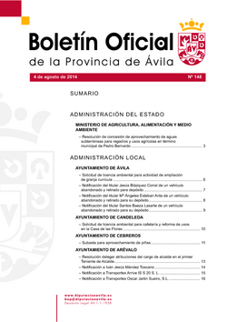 Boletín Oficial de la Provincia del lunes, 4 de agosto de 2014