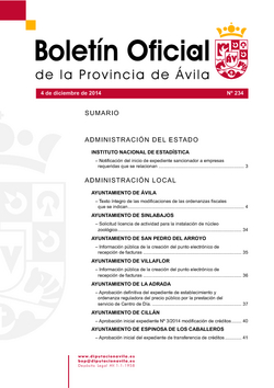 Boletín Oficial de la Provincia del lunes, 12 de enero de 2015