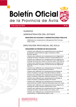 Boletín Oficial de la Provincia del lunes, 5 de mayo de 2014