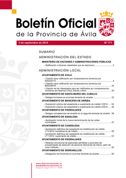 Boletín Oficial de la Provincia del viernes, 20 de febrero de 2015