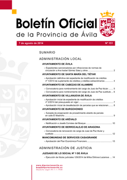 Boletín Oficial de la Provincia del jueves, 7 de agosto de 2014