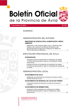 Boletín Oficial de la Provincia del martes, 7 de octubre de 2014