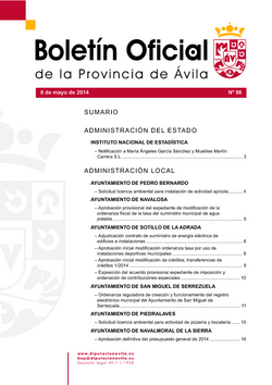 Boletín Oficial de la Provincia del jueves, 8 de mayo de 2014