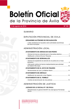 Boletín Oficial de la Provincia del viernes, 8 de agosto de 2014