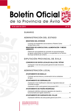 Boletín Oficial de la Provincia del lunes, 14 de abril de 2014