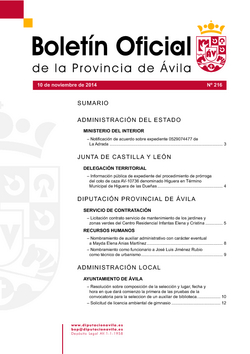 Boletín Oficial de la Provincia del lunes, 10 de noviembre de 2014