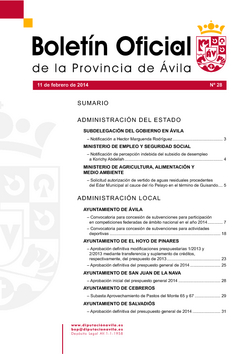 Boletín Oficial de la Provincia del martes, 11 de febrero de 2014