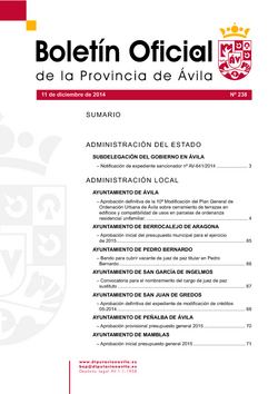 Boletín Oficial de la Provincia del jueves, 11 de diciembre de 2014