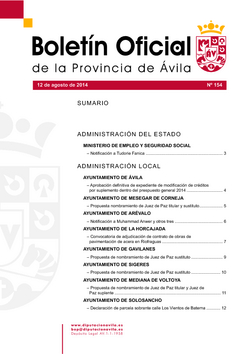 Boletín Oficial de la Provincia del viernes, 20 de febrero de 2015