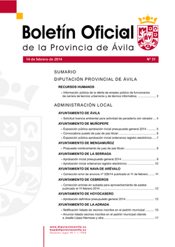 Boletín Oficial de la Provincia del viernes, 14 de febrero de 2014