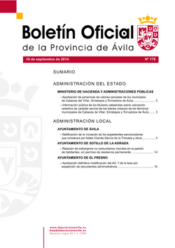 Boletín Oficial de la Provincia del jueves, 8 de enero de 2015