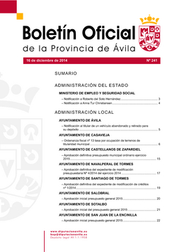 Boletín Oficial de la Provincia del martes, 16 de diciembre de 2014