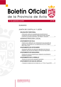 Boletín Oficial de la Provincia del miércoles, 17 de septiembre de 2014