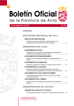 Boletín Oficial de la Provincia del viernes, 19 de septiembre de 2014