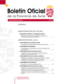 Boletín Oficial de la Provincia del viernes, 19 de diciembre de 2014