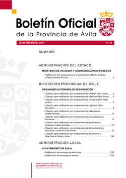 Boletín Oficial de la Provincia del jueves, 20 de febrero de 2014