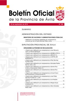 Boletín Oficial de la Provincia del lunes, 22 de septiembre de 2014