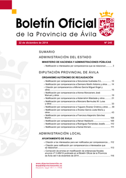 Boletín Oficial de la Provincia del lunes, 22 de diciembre de 2014