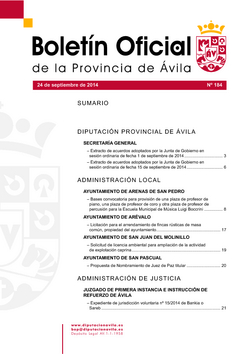 Boletín Oficial de la Provincia del lunes, 5 de enero de 2015