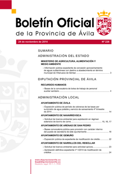 Boletín Oficial de la Provincia del lunes, 24 de noviembre de 2014