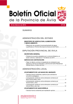 Boletín Oficial de la Provincia del martes, 25 de febrero de 2014