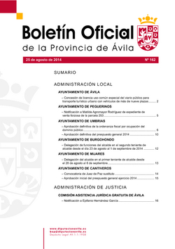 Boletín Oficial de la Provincia del lunes, 25 de agosto de 2014