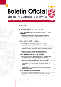 Boletín Oficial de la Provincia del viernes, 26 de diciembre de 2014