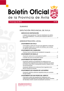 Boletín Oficial de la Provincia del martes, 27 de mayo de 2014