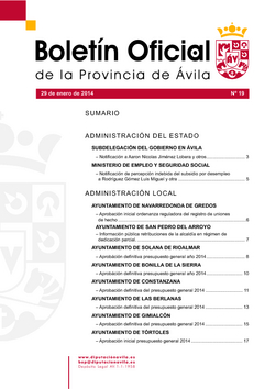 Boletín Oficial de la Provincia del miércoles, 29 de enero de 2014