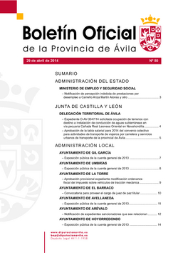 Boletín Oficial de la Provincia del martes, 29 de abril de 2014