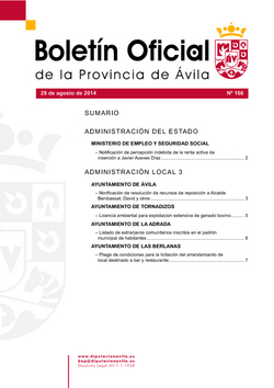 Boletín Oficial de la Provincia del viernes, 29 de agosto de 2014