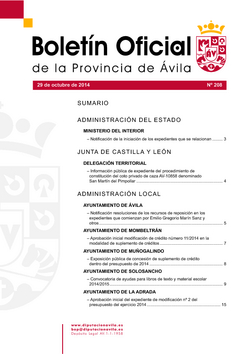 Boletín Oficial de la Provincia del lunes, 5 de enero de 2015
