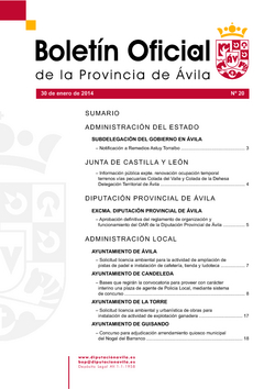 Boletín Oficial de la Provincia del jueves, 30 de enero de 2014