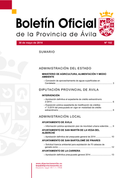 Boletín Oficial de la Provincia del viernes, 30 de mayo de 2014